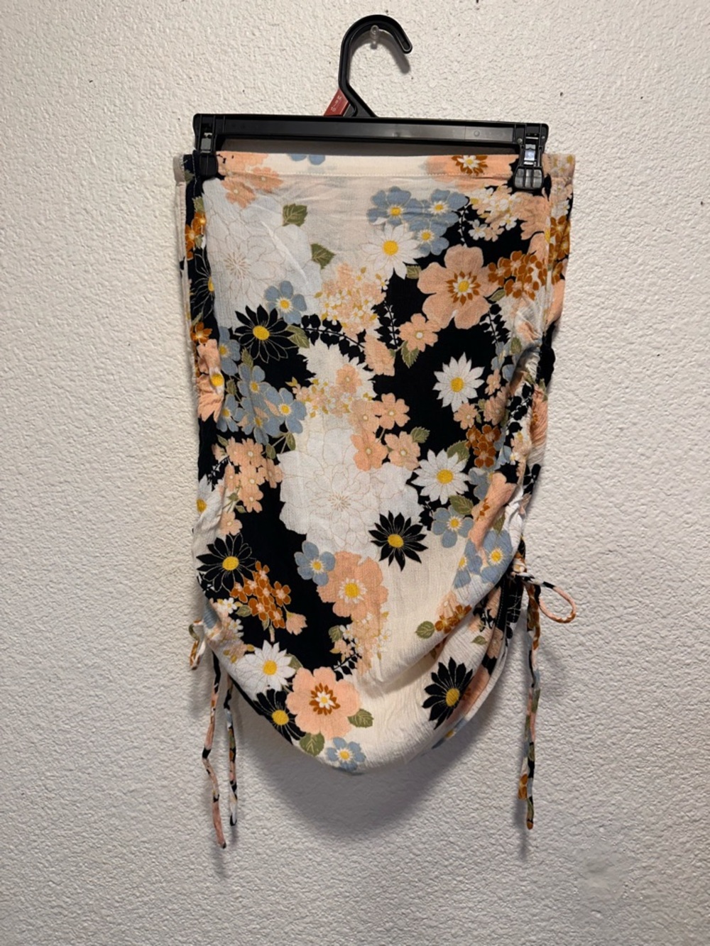 Volcom Black Floral Skirt with Peach, Blue & Yellow Accents